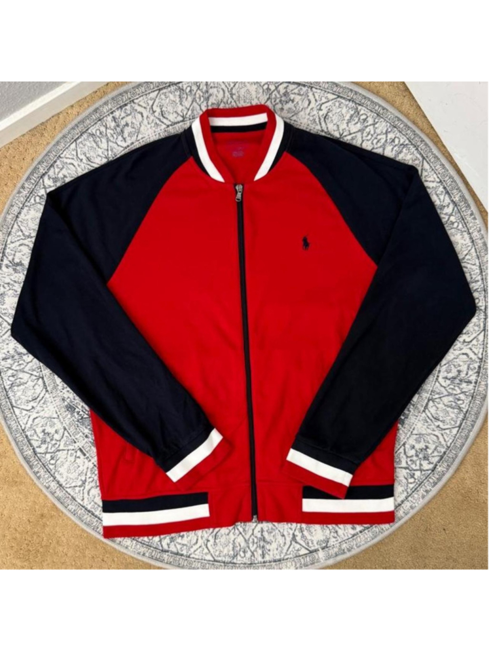 Polo Ralph Lauren red & navy blue Baseball Jacket - Size L